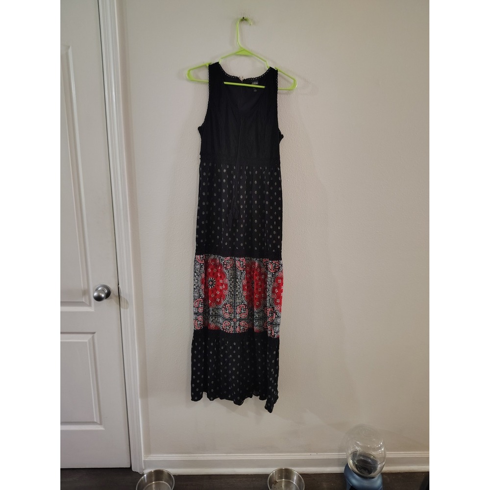 Disney Pirates of the Caribbean Dead Men Tell No Tales Maxi Dress Black Red L